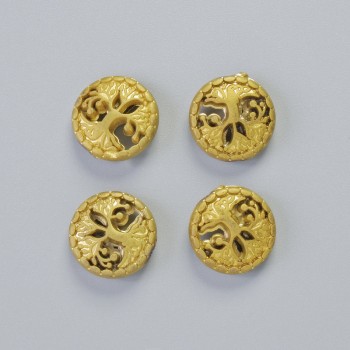 Mărgea de hematit „Copac” culoare auriu mat, diametrul 12,5×4,5 mm (+/-) (4 buc.)