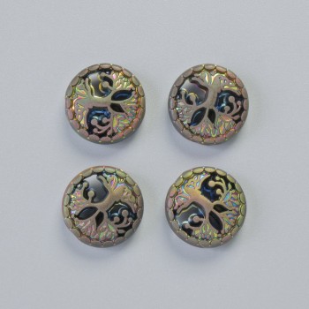 Mărgea Hematit «Copac» culoare camaleon mată, diametrul 12,5×4,5mm+- (4 buc.)