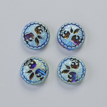 Mărgea din hematit «Copac» nuanță mată camaleon, diametrul 12,5×4,5 mm ± (4 buc.)