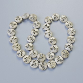 Mărgele de hematit 'Copac' culoare argintiu-mat, diametru 12,5×4,5 mm, lungime 41 cm pe șnur