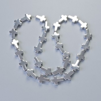 Mărgele din hematit în formă de cruce, diametru 10x14x4 mm, lungime 40 cm ±, pe șnur
