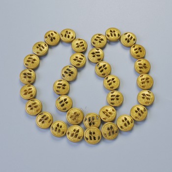 Mărgele din hematit, culoare auriu mat, diametrul 12×4,5 mm, lungime 41 cm, pe șnur