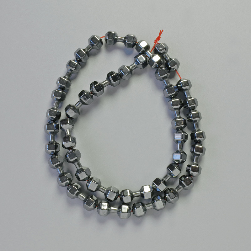 Mărgele hematit în formă de ganteră, culoare neagră, diametru 15x6 mm, șir de 40 cm ±