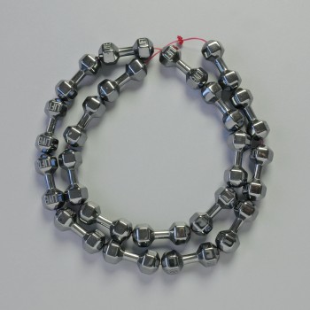 Mărgele de hematit în formă de ganteră, culoare neagră, diametru 21×7 mm, lungime 42 cm – șir