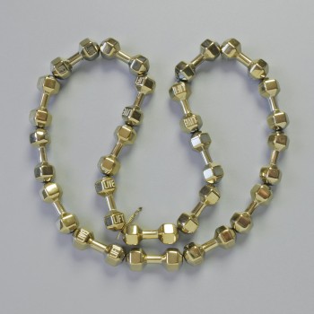 Mărgele de hematit în formă de gantere, culoare bronz deschis, diametrul 21×7 mm, lungimea șirului ≈ 42 cm