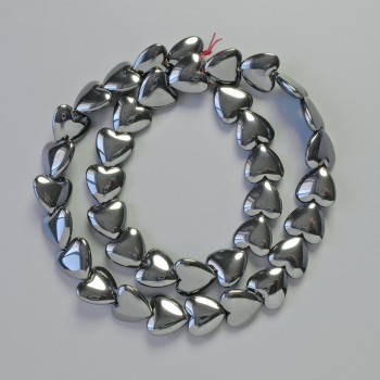 Mărgele din hematit în formă de inimă, culoare neagră, dimensiuni 10×10×4 mm, lungime aproximativă 41 cm, șir