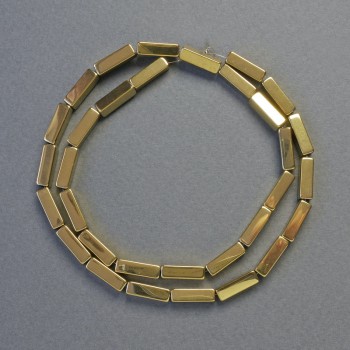 Mărgele de hematit dreptunghiulare, culoare aurie, diametru 12x4 mm, lungime aproximativă de 42 cm, șir