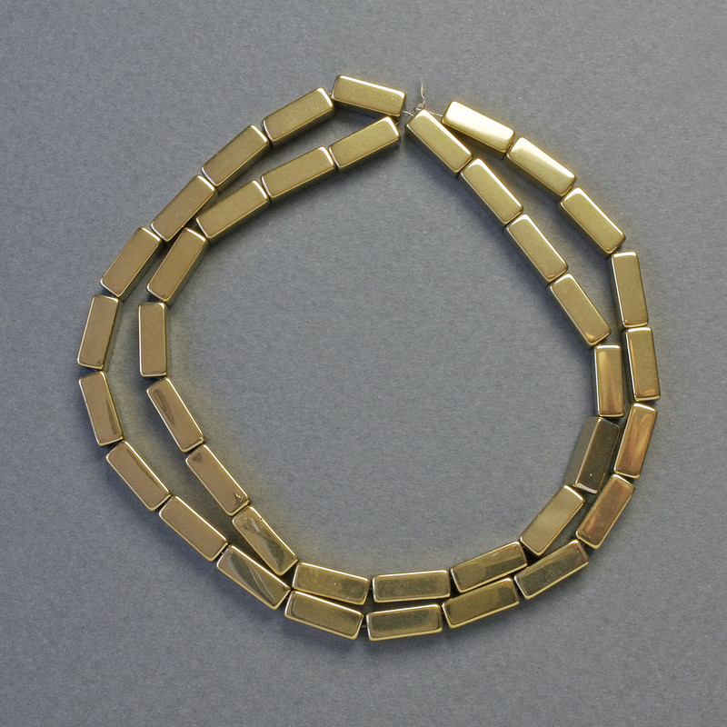 Mărgele de hematit dreptunghiulare, culoare aurie, diametrul 10x4 mm, lungimea șirului ~42 cm