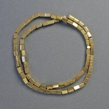 Mărgele de hematit dreptunghiulare, culoare aurie, diametru 5×3 mm, lungime de aproximativ 42 cm, șir