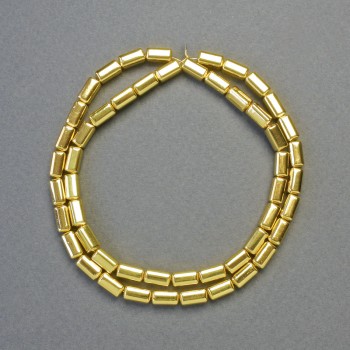 Mărgele de hematit, în formă de dreptunghi rotunjit, culoare aurie, diametru 8×4 mm, lungime 42 cm – șir