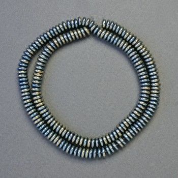 Mărgele hematit rondelle, culoare verde-chameleon, diametrul 6×2 mm, lungime șir aproximativ 42 cm