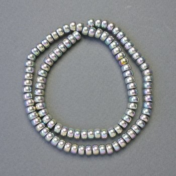Mărgele hematit în formă de rondele, culoare curcubeu, diametrul 6×4 mm, lungime 42 cm