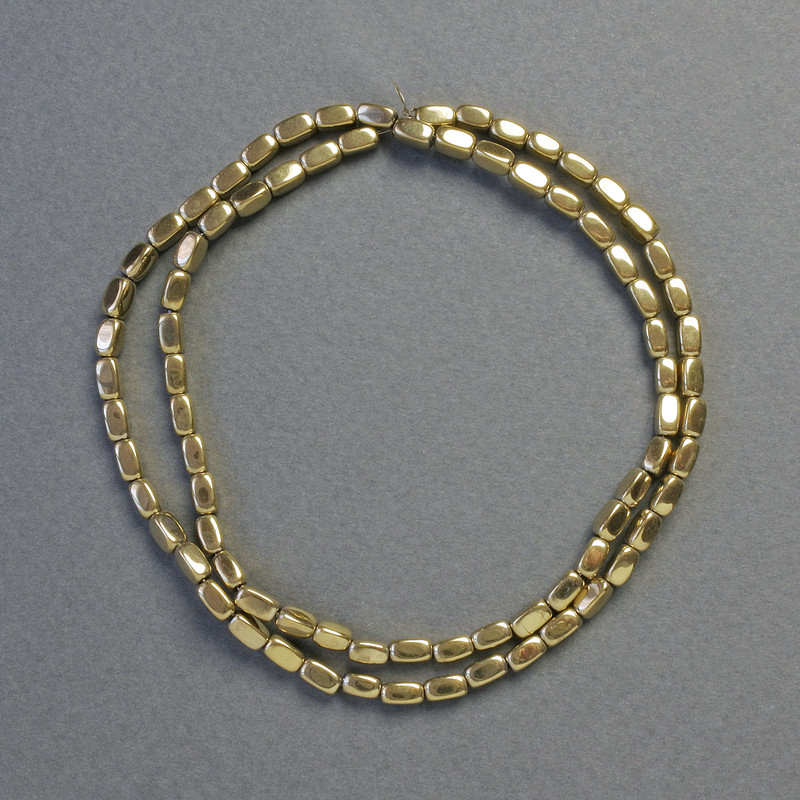 Mărgele hematit ovale dreptunghiulare, culoare aurie, diametru 3x5 mm, lungime 41 cm, șir