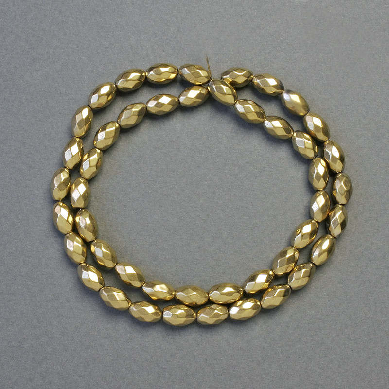 Mărgele de hematit tăiate, ovale, culoare aurie, diametrul 5×8 mm, lungime 41 cm, șir