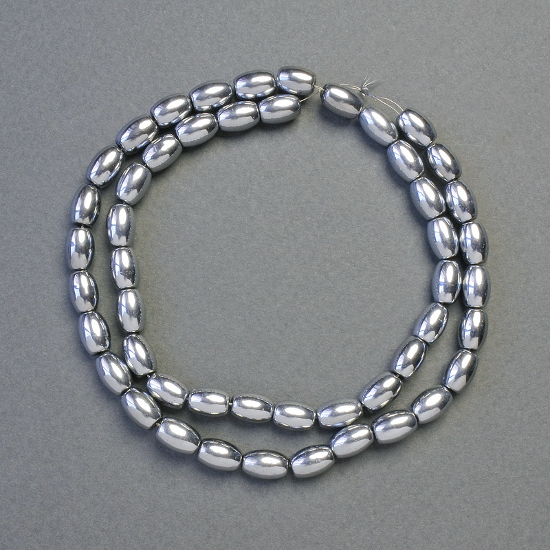 Mărgele din hematit, ovali, culoare argintie, diametru 5,5x7,5 mm, lungime 42 cm ±