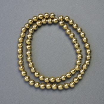 Mărgele din hematit, bile netede, culoare auriu, diametrul 6 mm, lungime aproximativă 41 cm, șir