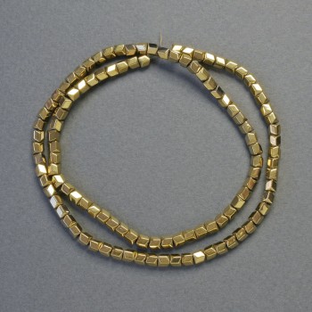 Mărgele de hematit hexagonale în zig-zag, culoare auriu, diametru 3,5×3,5 mm, lungime 41 cm, șir