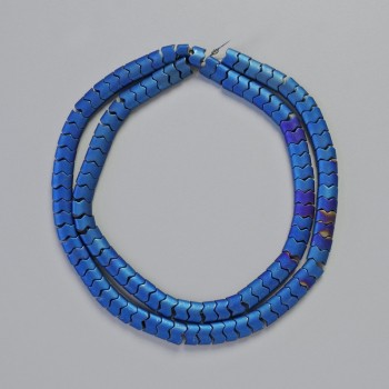 Mărgele de hematit în formă de șarpe, model zig-zag în val, culoare albastru mat, diametru 5×4×3 mm, lungime 38 cm, șir