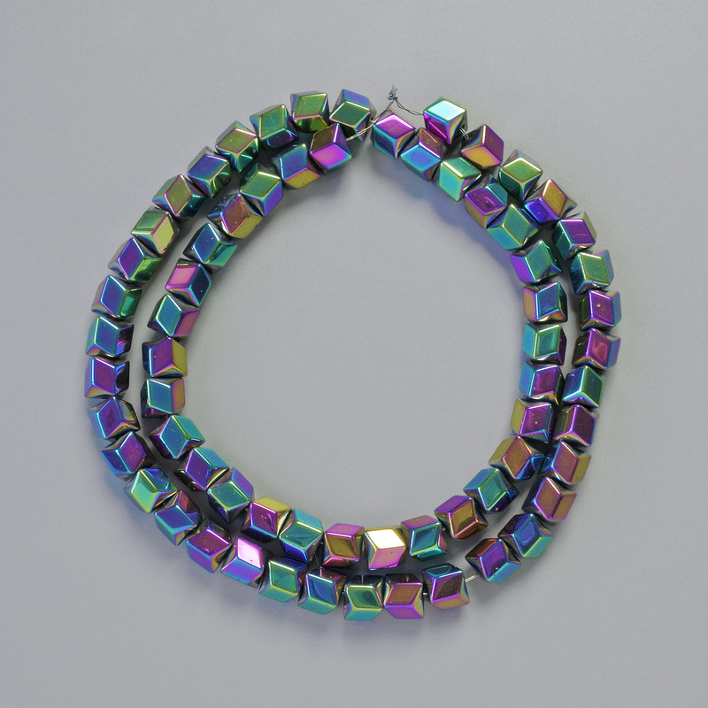 Mărgele din hematit hexagonale zigzag, multicolor, diametrul 6x6 mm, lungime 42 cm, șir