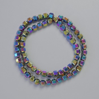 Mărgele din hematit hexagonale multicolore, diametru aproximativ 5×6 mm, lungime aproximativă 42 cm