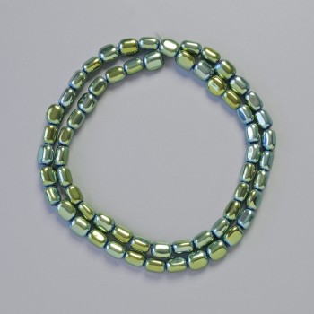 Mărgele de hematit, în formă ovală, culoare verde-hameleon, diametrul 7×6 mm, lungime șir 40 cm