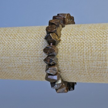 Brățară din bronzit, rondelle tăiate, diametru aproximativ 10x7 mm, lungime 18 cm, elastică