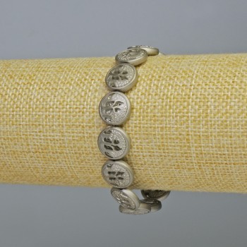 Brățară din hematit, culoare argintiu mat, diametru 12×4,5 mm, lungime 18 cm +/- (elastic)