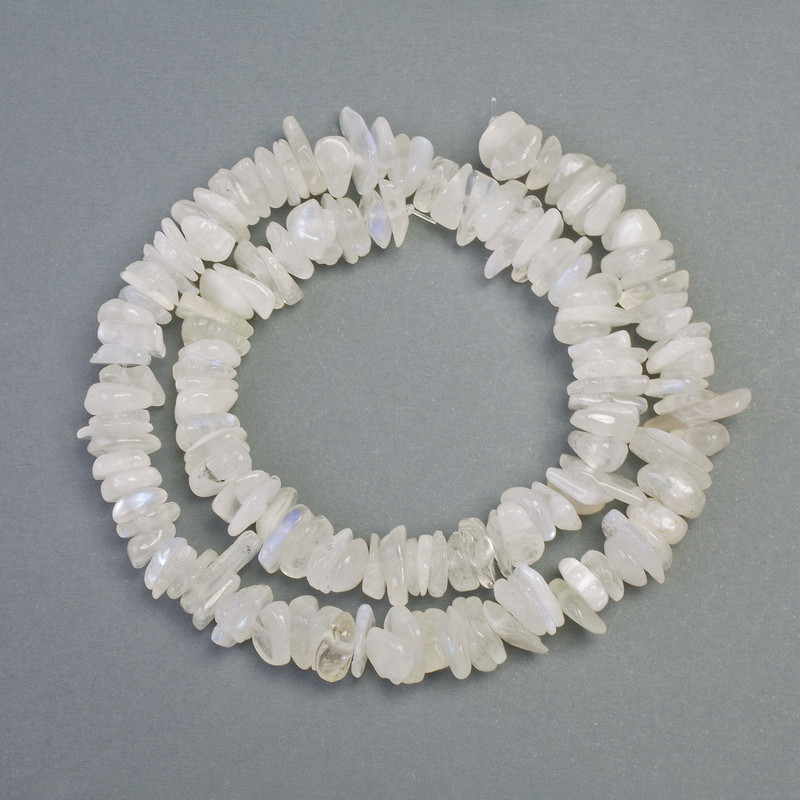 Mărgele de adular natural, piatră lunară, fragmente, diametrul 8x2 mm, lungime 40 cm, pe fir