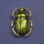 Broșă Scarabeu, email verde, culoare metalică aurie, 24×33 mm+