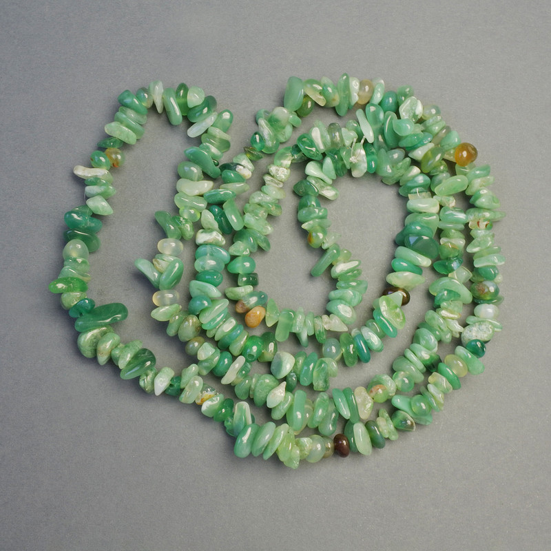 Mărgele din agat verde pe șnur, bucăți din piatră naturală, diametrul 5×2 mm, lungime 82 cm