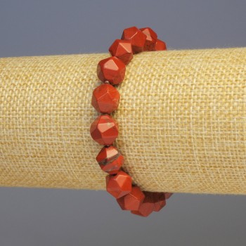 Brățară din jasper roșu natural, piatră multifațetată, diametru 8×8 mm, lungime 18 cm, pe elastic