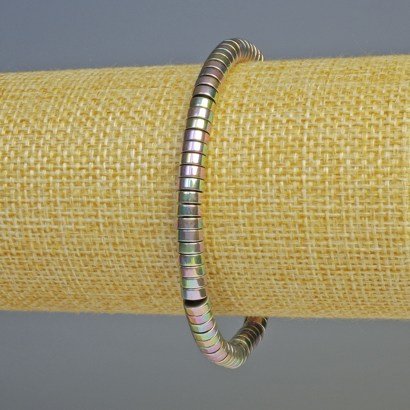 Brățară din hematit, rondel, culoare multicoloră, diametru 5×2 mm, lungime 18 cm, extensibilă