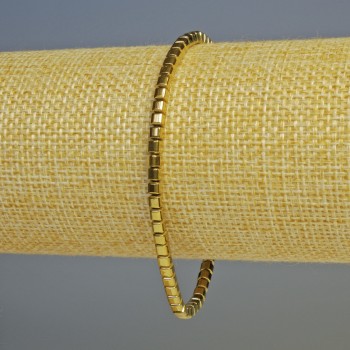 Brățară din hematit, cuburi mici, culoare aurie, diametrul 3×3 mm, lungime 18 cm, elastică