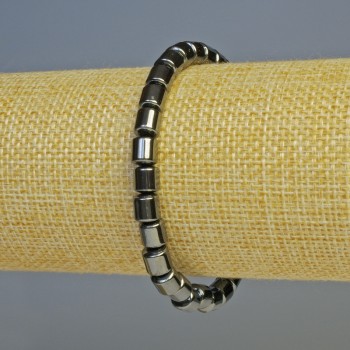 Brățară din hematit cilindric, culoare neagră, diametrul 6x6 mm, lungime 18 cm, cu bandă Elastică