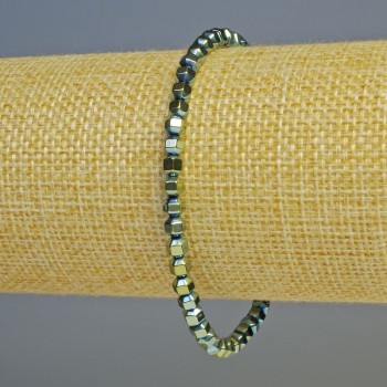 Brățară din hematit cu mărgele hexagonale mici, culoare verde-chameleon, diametru 4×4 mm, lungime 18 cm, elastic