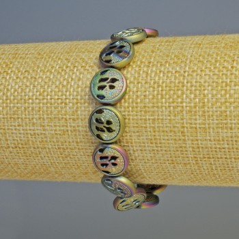 Brățară din hematit, culoare camaleon mată, diametru 12×4,5 mm, lungime 18 cm, elastică