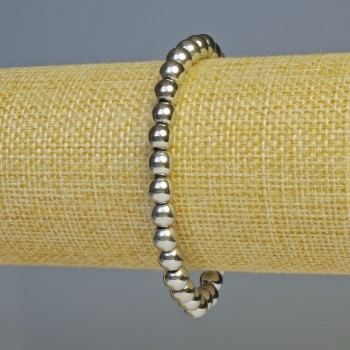 Brățară din hematit – bile rotunde, culoare argintie, diametru 6 mm ±, lungime 18 cm ±, elastică