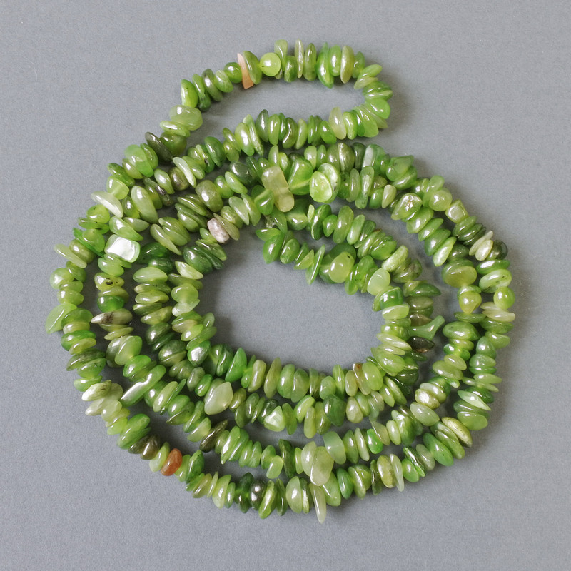 Mărgele de jadeit, piatră naturală, granule, diametrul 9x2 mm, lungimea 79 cm, pe fir