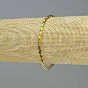 Brățară din hematit în formă de triunghiuri, culoare aurie, diametru 5x2 mm, lungime 18 cm, bandă elastică