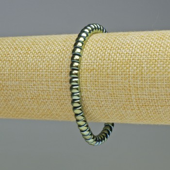 Brățară din hematit, ronddele, culoare verde camaleon, diametru 6x4 mm, lungime 18 cm, pe elastic
