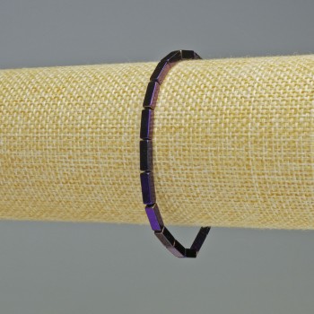Brățară din hematit cu dreptunghiuri mov, diametru 9x3x3 mm, lungime 18 cm, extensibilă