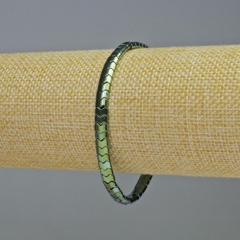Brățară din hematit „Șarpe” în zigzag, culoare multicoloră verde, diametru 5×4×3 mm, lungime 18 cm, extensibil