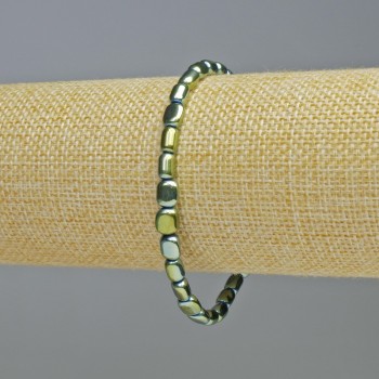 Brățară din hematit, culoare verde camaleon, mărgele ovale, diametrul 7×6 mm, lungime 18 cm, pe elastic