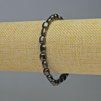 Brățară din hematit, ovală, culoare negru camaleon, diametru 7×7 mm, lungime 18 cm, pe elastic