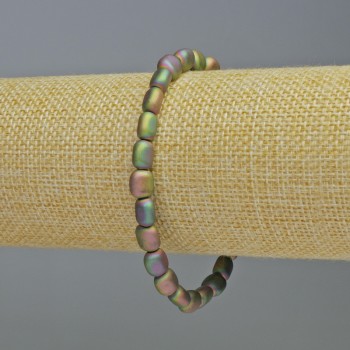Brățară din hematit, ovală, culoare curcubeu mată, diametru 7x7 mm ±, lungime 18 cm ±, cu bandă elastică