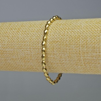 Brățară hematit tăiat, culoare aurie, diametru 4x6 mm, lungime 18 cm, elastic