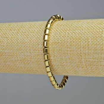 Brățară hematit cilindric, culoare aurie, diametrul 5x5 mm, lungime 18 cm, pe elastic