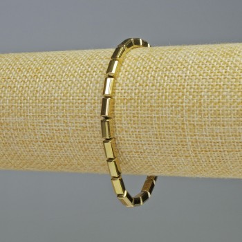 Brățară din hematit dreptunghiulară, culoare aurie, diametru 8×4 mm, lungime 18 cm, pe elastic