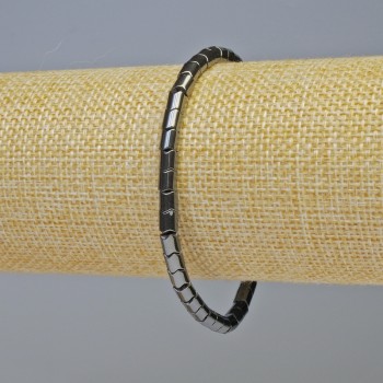 Brățară din hematit, cilindri zigzag, culoare neagră, diametru 4×4 mm, lungime 18 cm, pe elastic