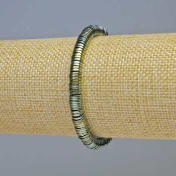 Brățară din hematit, cu rondele de culoare verde chameleon, diametrul 6×1 mm, lungime 18 cm, elastic